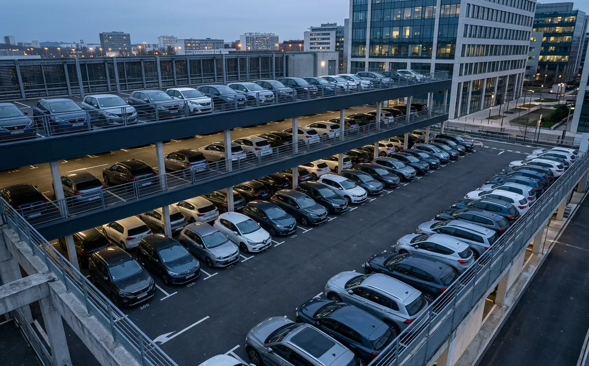 Parking d'entreprise grande flotte