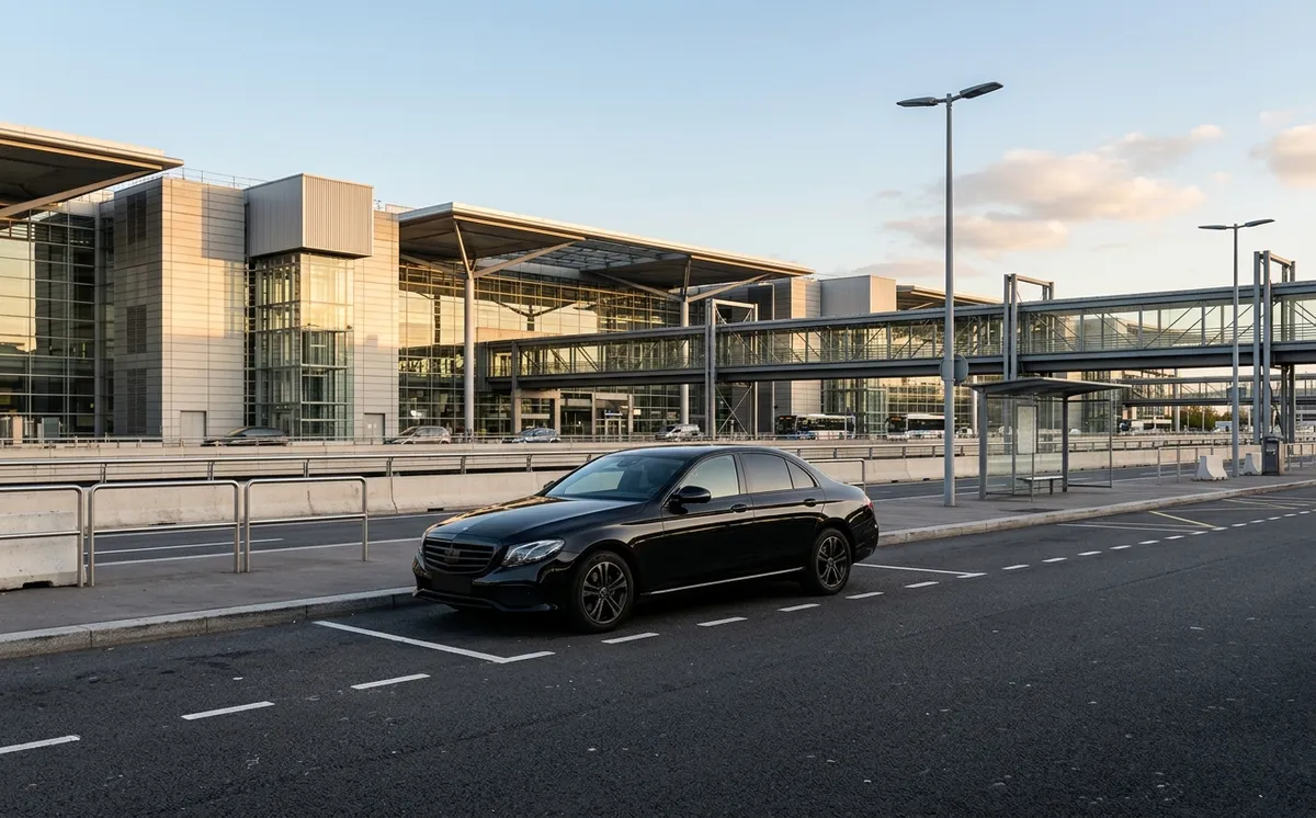 Véhicule premium taxi VTC devant aéroport